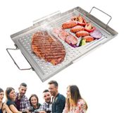 Plaque de cuisson réversible avec revêtement antiadhésif pour barbecue et cuisinière