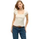 Superdry Essential T-shirt met Vierkante Hals Slanke Pasvorm Dames T-shirts