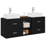 vidaXL Badkamerkastenset 3 st Zwart 129 x 41 x 79,5 cm Bewerkt hout
