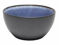 Bellatio Design Kommetje/serveer schaaltje Samos - antraciet/blauw - 1x - ontbijt/hapjes - keramiek - stapelbaar - 12 x 6 cm - Soepkommen