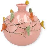 Merkloos DK Design Vaas Spring birds - roze - keramiek - D18 x H18 cm
