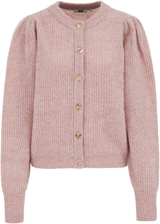 WE Fashion Women's Wool Mix Cardigan with Gold Buttons - Light Pink - Size XL