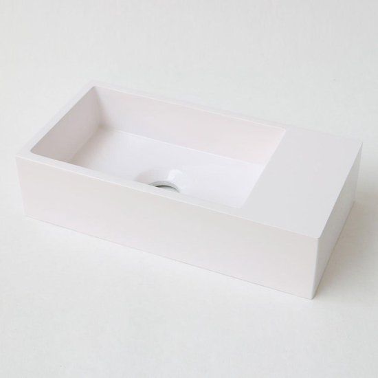 INK Versus Fontein - 36x18x9cm - wasbak links - 0 kraangaten - polystone wit glans