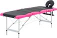vidaXL Massagetafel inklapbaar 4 zones aluminium zwart en roze