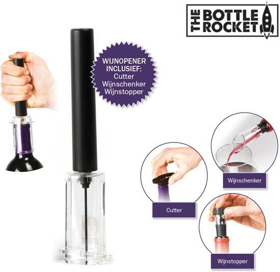 Bottle Rocket Luxe Kurkentrekker - Wijnopener - Wijnset - Decanteerder - Folie cutter / snijder - Wijnstopper - Flesopener - Luchtdruk kurkentrekker