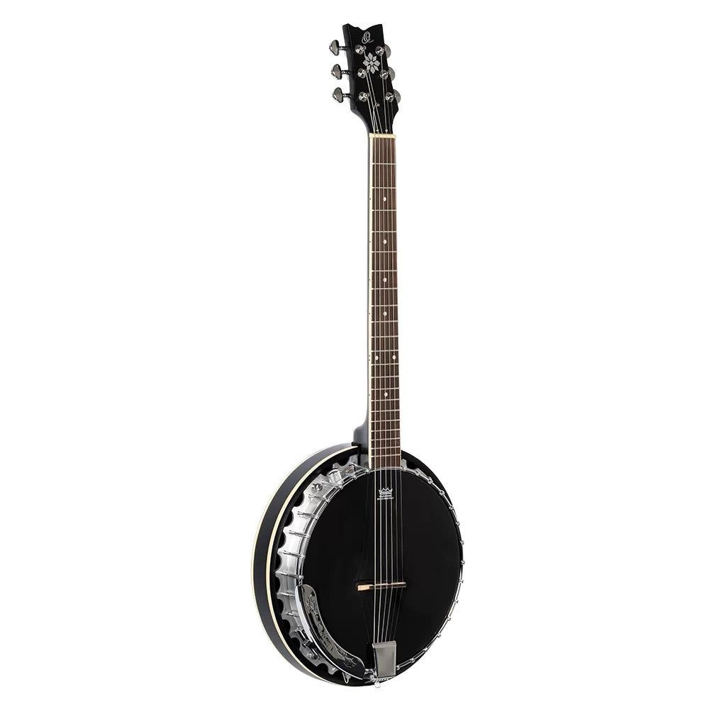 Ortega OBJ350/6-SBK Raven Series - 6-String Banjo - Satin Black - Includes Gigbag