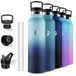 Grsta Thermosfles, 1 liter, BPA-vrij, sportfles met rietje, lekvrij, roestvrijstalen waterfles, houdt 12 uur warm / 24 uur koud, voor camping, yoga