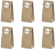 Merkloos / Sans marque Partydeco Bruiloft bedank zakjes - 60 stuks - met Thank You stickers - kraft papier - 8 x 18 x 6 cm
