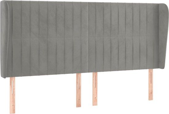 vidaXL Hoofdbord met randen 183x23x118/128 cm fluweel lichtgrijs