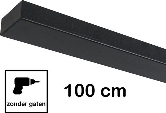 Plafondplaat 100 x 8 cm - Zwart - Zonder Gaten - Incl. 5x Trekontlasters
