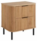 3xE living Meuble de salle de bain sur pied sous lavabo 60 cm, 2 tiroirs, Chêne Craft/Poignée Noir, Pieds Noirs