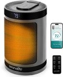 SereneLife Elektrische Kachel – 1500W Binnenverwarming – Met Thermostaat, Afstandsbediening – Wi-Fi PTC Keramische Verwarming ,Voor Thuis en Kantoor – Grijs