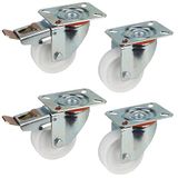 Dörner + Helmer Set van 4 transporttoestellen stuurwielen 80 mm PP, plaat 100 x 85 mm, rolmix, draagkracht 300 kg/set