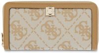 GUESS Audrey Logo SLG Zip Around Wallet Beige Logo veelkleurig