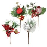 com-four® arrangement de 4 pièces, branches décoratives idéales pour la décoration de Noël, un bel ornement pour la pièce, embellit également les cadeaux, convient aux couronnes et aux arrangements floraux (à faire soi-même)