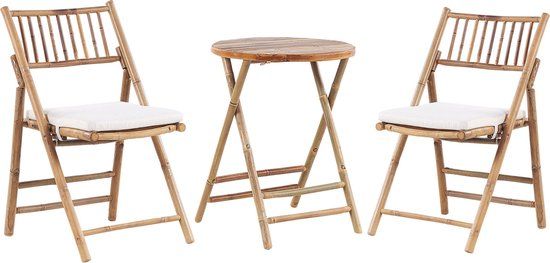 Beliani SAVELLETRI Bistroset voor 2 - Lichte houtkleur - Bamboehout