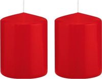 Trend Candles Bougie cylindrique/bougie tronc - 2x - Rouge - 6 x 8 cm - 29 heures de combustion