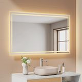 EMKE Badkamerspiegel met verlichting, 60 x 100 cm, anti-condens, 2 kleurtemperaturen, tuimelschakelaar, horizontaal/verticaal, led-spiegel, IP44