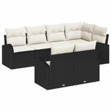 vidaXL Tuinbank - Set - 7 - st - Zwart - en - Wit - poly - rattan
