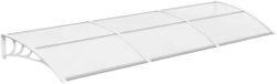 Happiq Housse de pluie pour porte et fenêtre - Auvent de porte - Abri - Pare-soleil et auvent de porte en polycarbonate pour porte d'entrée et terrasse extérieure - 270x98.5 cm Blanc