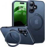 TORRAS Coque pour Apple iPhone 16 Plus - UPro Ostand Pro - Compatible MagSafe - Coque arrière avec aimant - Support anneau rotatif 360° - Noir