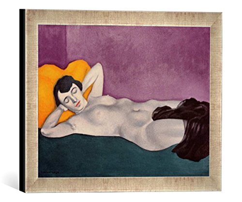 kunst für alle Ingelijste afbeelding van Felix Edouard Vallotton Femme endormie sur Tapis vert, kunstdruk in hoge kwaliteit handgemaakte fotolijsten, 40x30 cm, zilver Raya