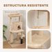 StarTech Kattenkraboom - Klimboom met krabpalen - 44x34x104 cm - Meerdere niveaus - Borstel, hangende ballen, krabmat - Beige