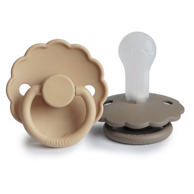 FRIGG Fopspeen Daisy Silicone - Croissant/Portobello - 6-18 maanden - 2 stuks