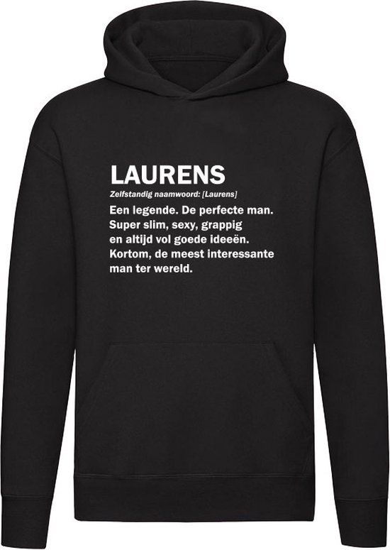 Zwarte Unisex Hoodie - Laurens Grappige Verjaardag Cadeau Trui - Katoen