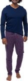 Mey Heren pyjama Graphic Stripes donkerblauw katoen XXL