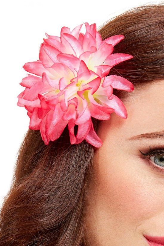 Partywinkel Haarbloem Roze Tropical 10cm
