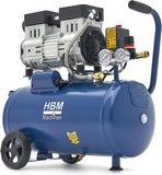 Merkloos HBM Low Noise Compressor 24 Liter 750W 8 bar 131 L/min Olievrij Blauw