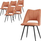 ML-design Eetkamerstoel set van 6 oranje gestoffeerd