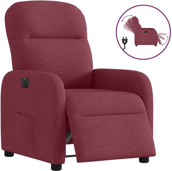 vidaXL Fauteuil verstelbaar elektrisch stof wijnrood