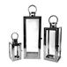 Allgala 3-PC Set Jumbo Luxe Moderne Indoor/Outdoor Hurricane Kaars Lantaarn Set-Cuboid Zwart-HD90413