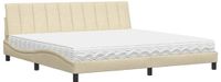 vidaXL Bed met matras Hanko stof crèmekleurig 200x200 cm