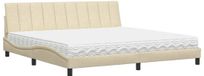 vidaXL Bed met matras Hanko stof crèmekleurig 200x200 cm