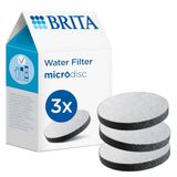 BRITA 1020107.0 Waterfilter MicroDisc, 3 Stuks,5.5 x 5.5 x 0.4 cm,Zwart | Originele navulling voor BRITA waterfilterflessen Active en Vital, vermindert PFAS, chloor, microonzuiverheden en meer