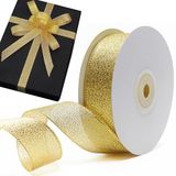 Decoraparty Gouden metalen band, 25 mm, spoel voor Kerstmis, cadeau, Nieuwjaar, decoratie, ceremonie, verjaardag, trouwdag, elegante band, lengte 50 meter