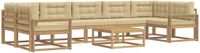 vidaXL - Chaise longue loungeset - Acacia hout - Wit en Beige