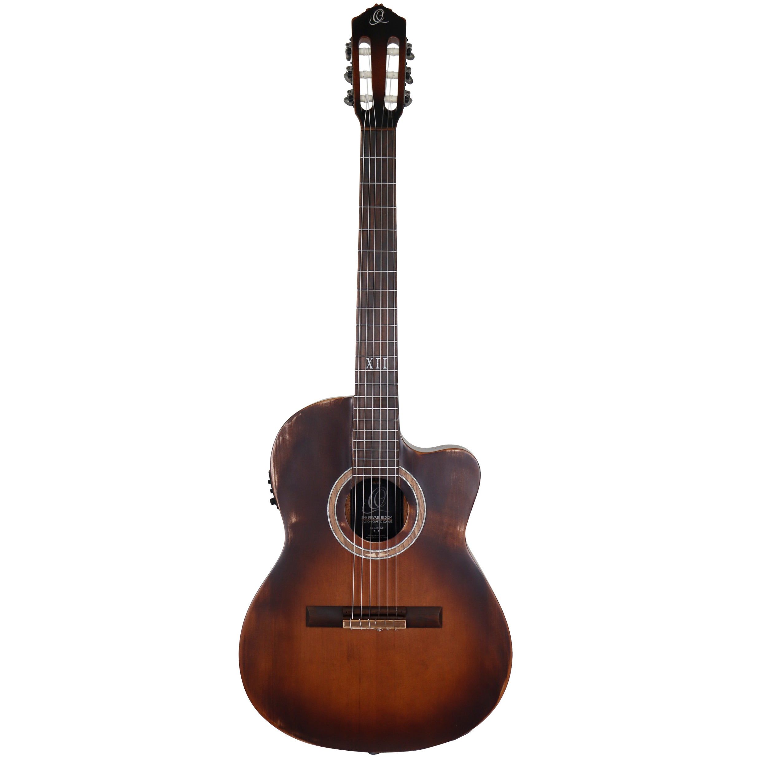 Ortega The Private Room DSSUITE-C/E Tobacco Sunburst - Elektrisch-akoestische klassieke gitaar met gigbag
