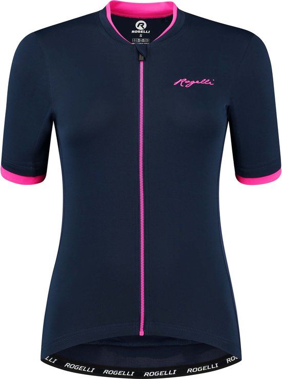 Rogelli Essential Fietsshirt - Dames - Blauw/Roze - Maat S - Korte Mouwen