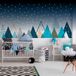 Ambiance Muurstickers voor kinderen - Gigantische muursticker met Scandinavische bergen, Tipika-gebergte + 100 glow-in-the-dark sterren - 40x65 cm