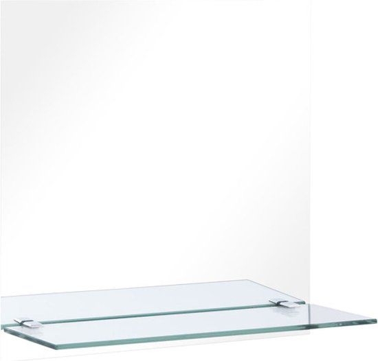 vidaXL Wandspiegel met schap 40x40 cm gehard glas