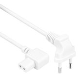 Allteq C7 apparaatsnoer - Haakse C7 plug - Haakse Euro stekker - Wit - 2 meter