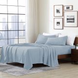 The Helper Bees Essentials Queen Size Blue Fog Microfiber Bedding Set with 2 Pillowcases and 1 Flat Sheet