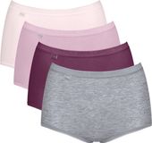 Sloggi Basic+ Maxi C4P Dames Onderbroek - Katoen - Rood - Effen - Vrouwen - Aansluitend - Regular Waist - Set van 4 - Maat 40
