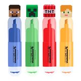 Kids Licensing Minecraft markeerstiften, fluorescerend, 4 kleuren, pastelstiften voor studie, kantoor en schoolbenodigdheden