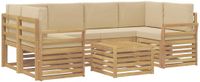 vidaXL - Buiten - bank - set - 7 - st - Wit - en - Beige - Polyester