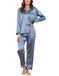 Pyjama Satijnen Pyjama Dames Satijnen Pyjama Set met knoopsluiting, Tweedelige Zijden Pyjama Voor Dames, V-hals Zachte Zijden Pyjama Nachtkleding, Loungewear Voor Alle Seizoenen